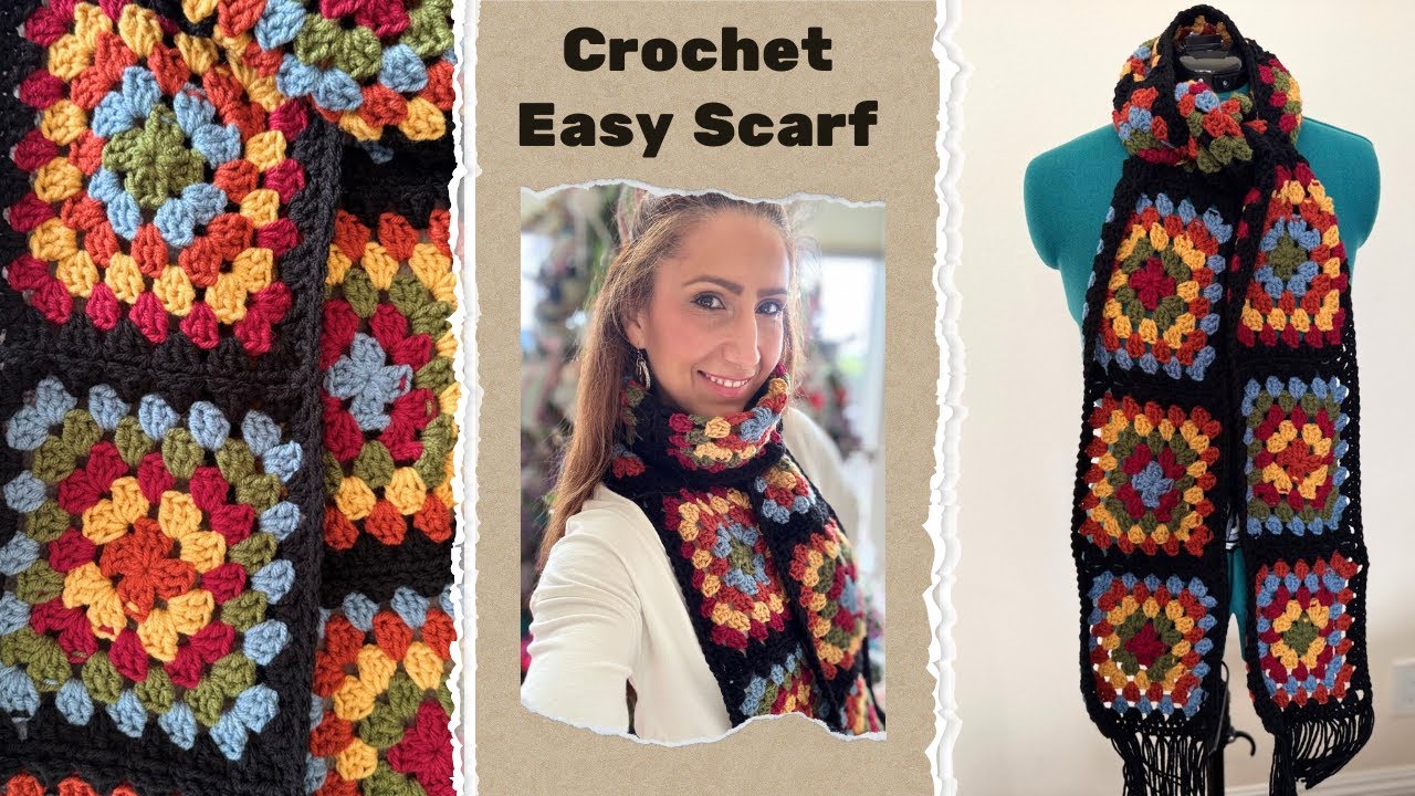 Crochet a Cozy Granny Square Scarf in No Time | Easy Crochet Tutorial | Easy Crochet Scarf