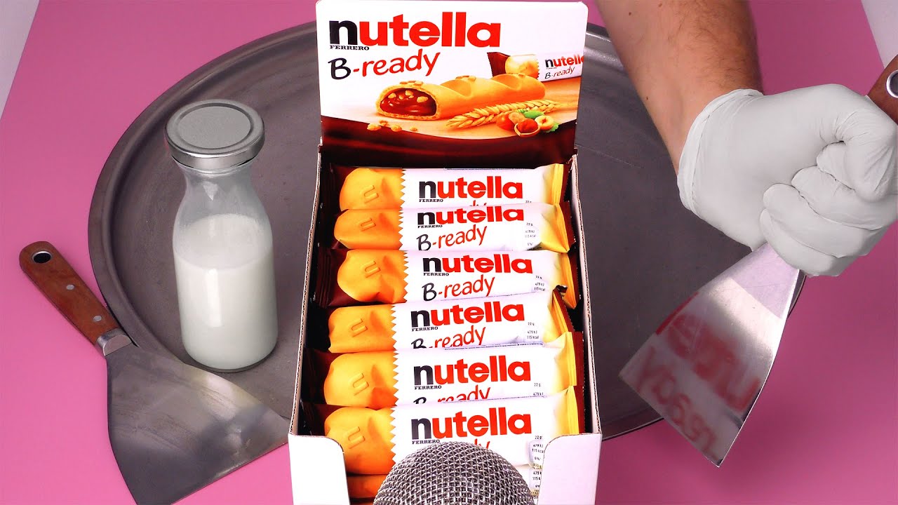 Nutella B-ready - Chocolate Ice Cream Rolls | oddly satisfying relaxing tapping ASMR