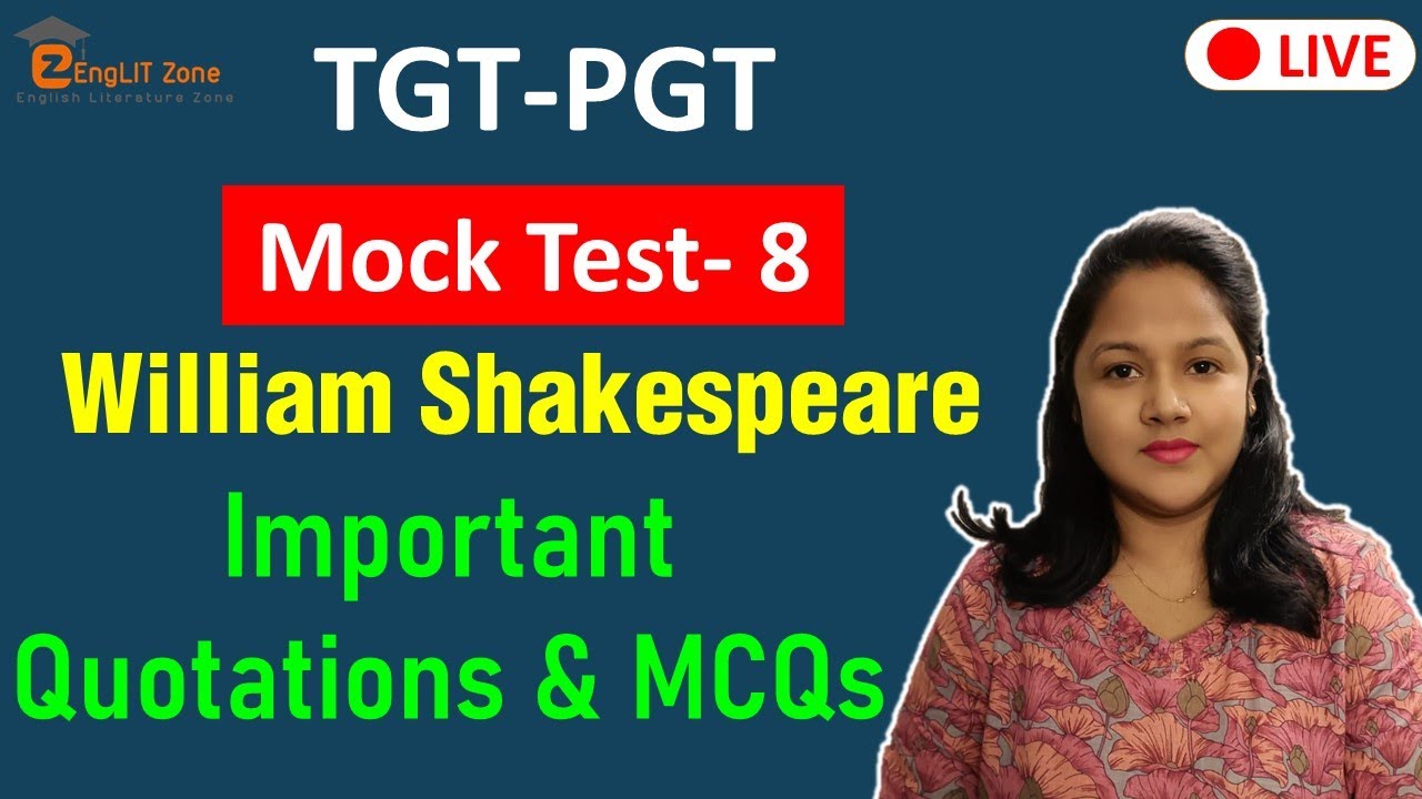 William Shakespeare Quotations || MCQ on William Shakespeare Quotes || Mock Test- 8 UP TGT ENGLISH