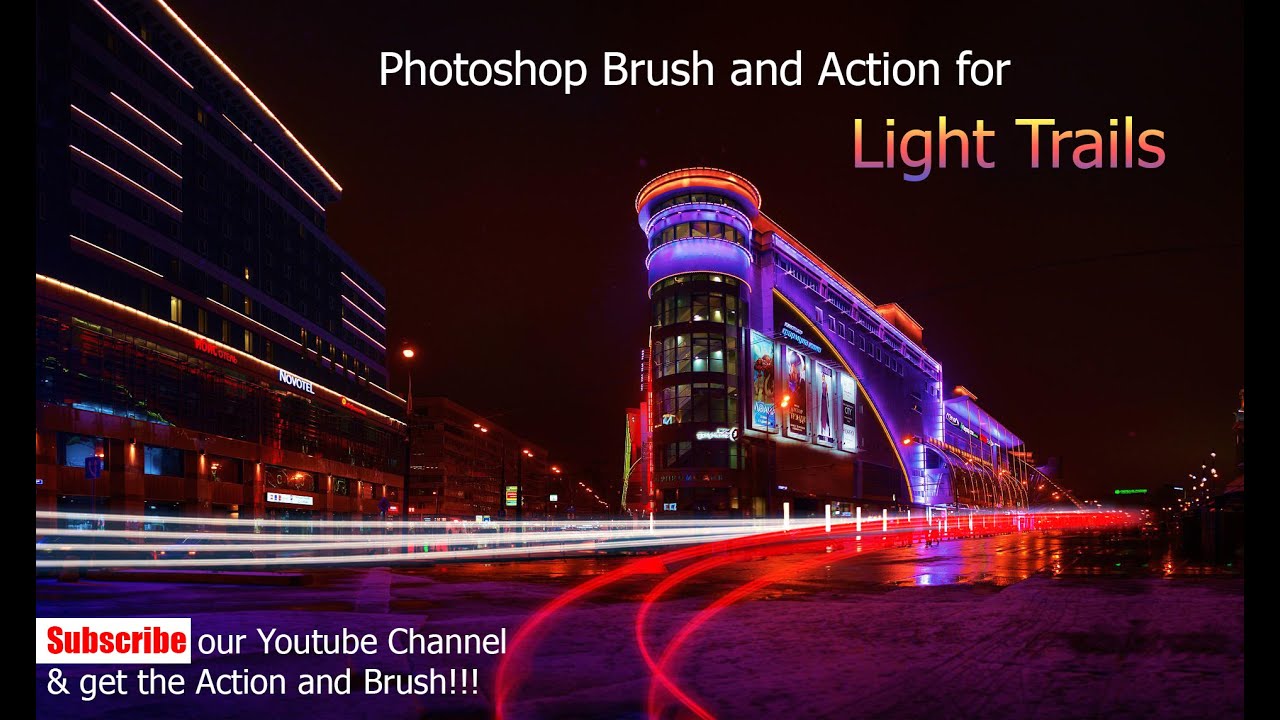 How to create Light Trails in photoshop by using brush and action