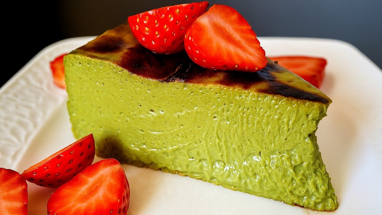Perfect MATCHA Basque Burnt CHEESECAKE ☆Add Condensed milk! RECIPE