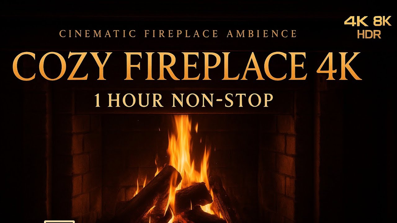 Relaxing Fireplace 4K 🔥 | Non-Stop One Hour of Cozy Ambience & Crackling Fire Sounds