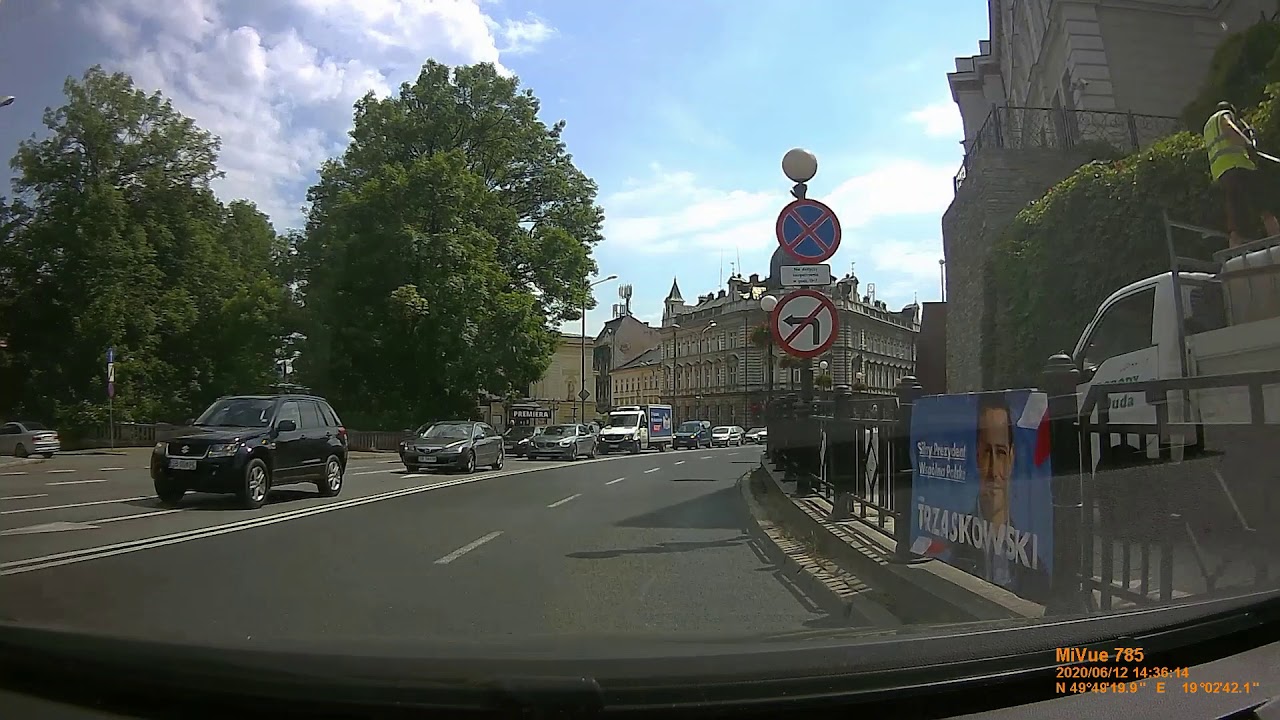 Driving on the streets in the Bielsko-Biała: Warszawska, 3maja, Partyzantów, Andersa.