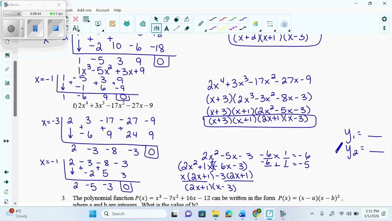 March05 factoring degree 4 and solving polynomials