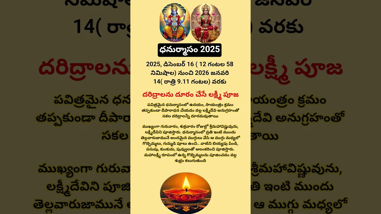Dhanurmasam 2025 Start Date and End Date#dhanurmasam#pooja#vishnupooja#vishnumantra#omnamonarayanaya