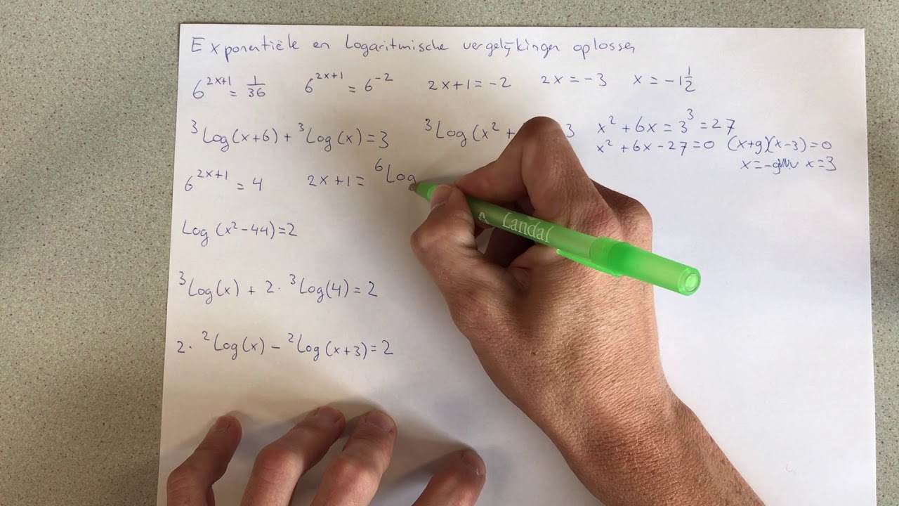 Oplossen van exponentiële en logaritmische vergelijkingen