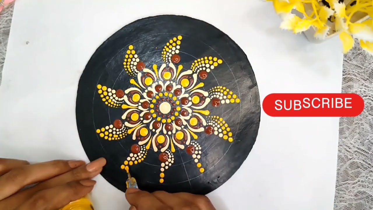 Dot Mandala art  🎨 how to draw dot Mandala on MDF board 🔥 ASMR part 2