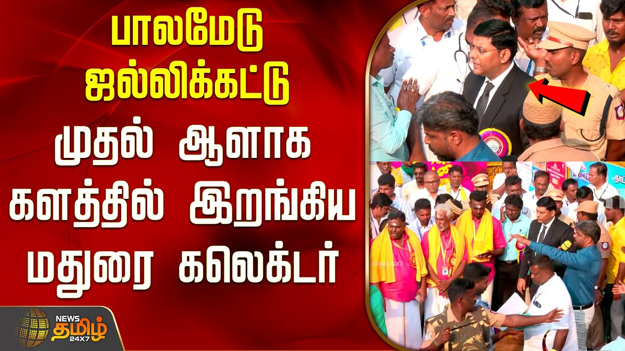 பாலமேடு ஜல்லிக்கட்டு - முதல் ஆளாக களத்தில் இறங்கிய மதுரை கலெக்டர் | Palamedu Jallikattu | Madurai