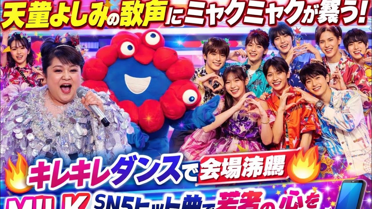 天童よしみの歌声にミャクミャクが舞う！キレキレダンスで会場沸騰🔥M!LKはSNS発ヒット曲で若者の心を鷲づかみ💫📱