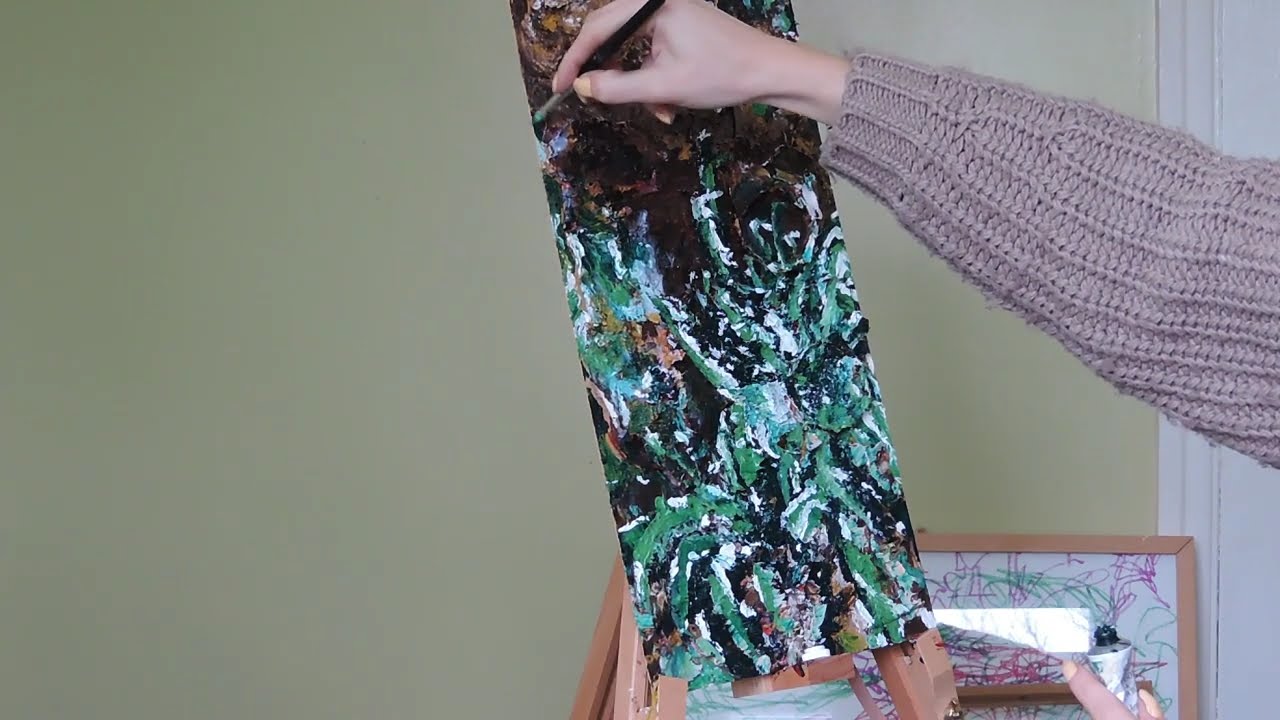 Botonical Garden Landscape on MDF Board in Progress | Painting