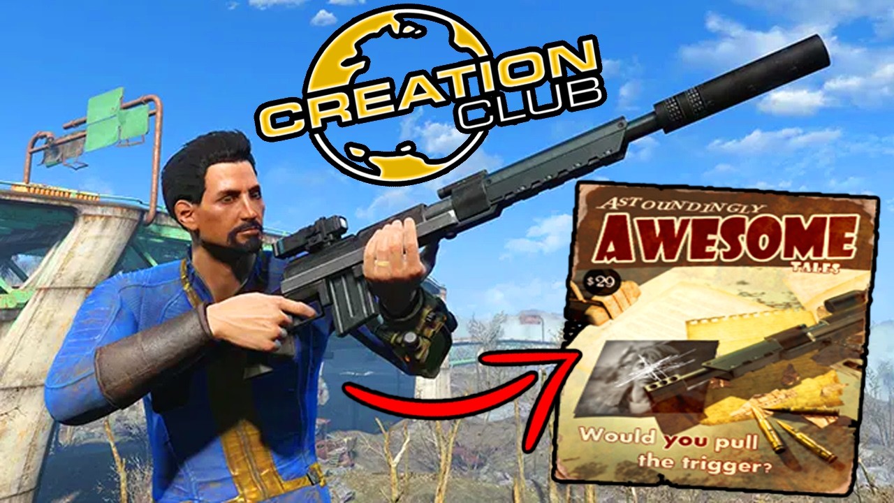 Прохождение игры Fallout 4 Creation Club с использованием противотанковой винтовки (The Paper Mir...