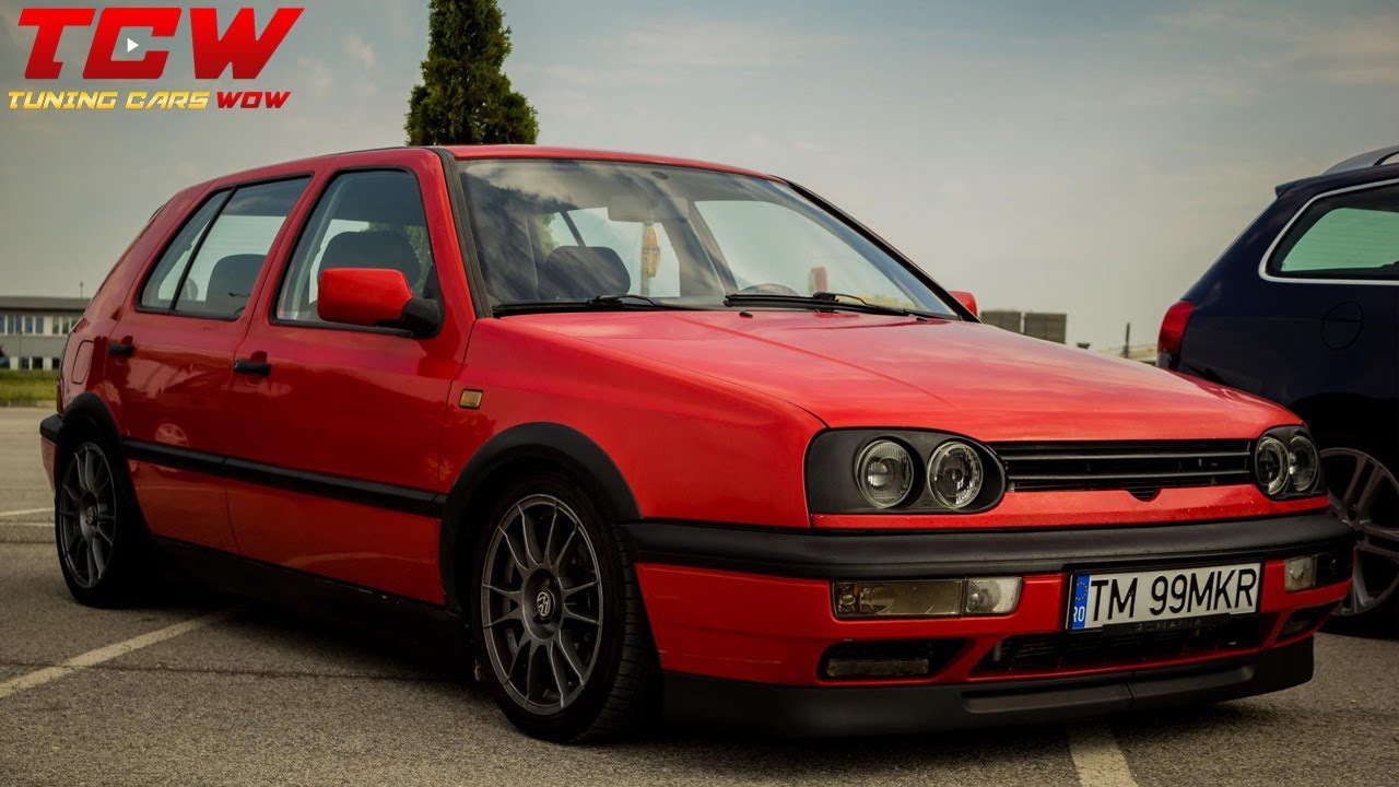 Red VW Golf MK3 VR6 Static on ATS Rims Modified by Radu