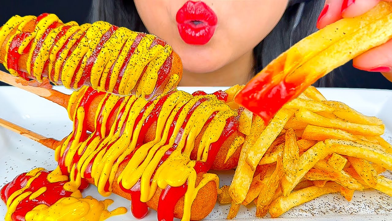 ASMR CORN DOG AND FRIES