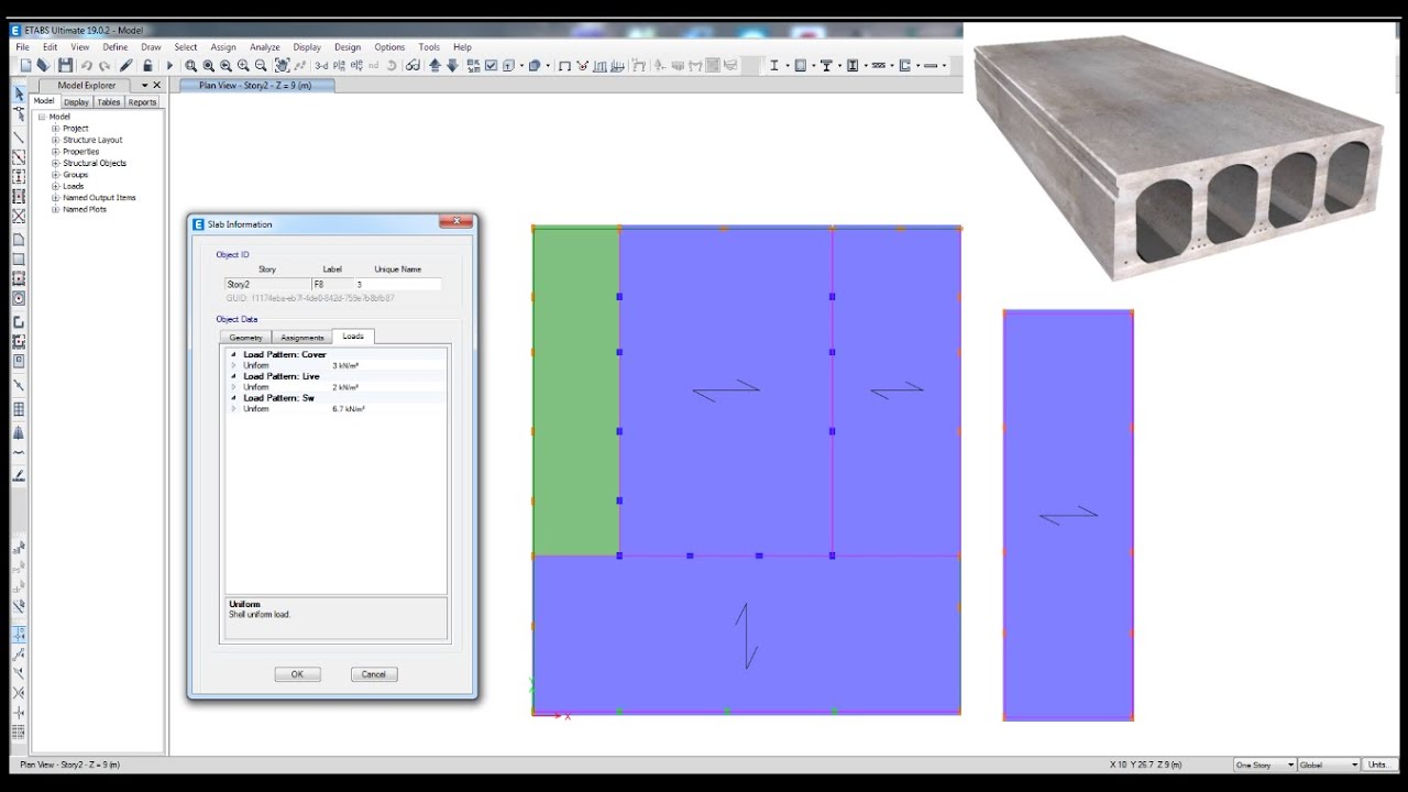 البلاطات مسبقة الاجهاد  (كيفية النمذجة طبقا للاحمال الرأسية) - الجزء الثاني - Hollow Core Slab