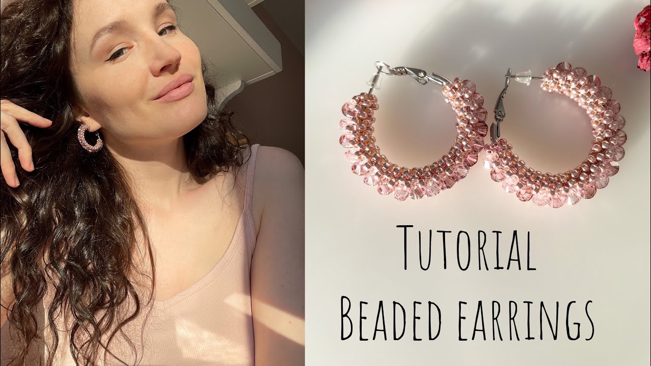 Серьги-кольца из бисера и биконусов|Beaded earrings