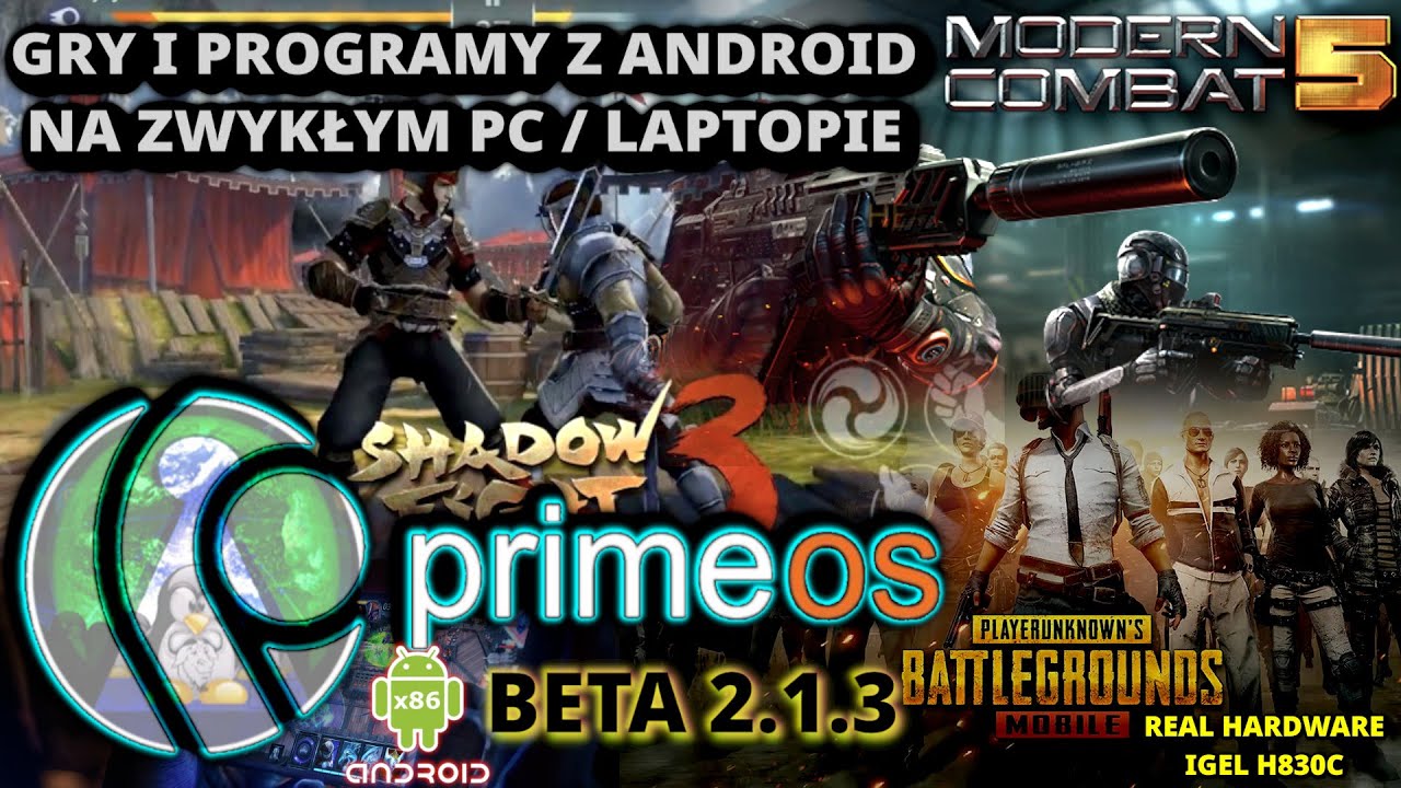 System PrimeOS BETA 2.1.3 Gry i programy z Androida 11 na zwykłym PC - test na terminalu IGEL H830C