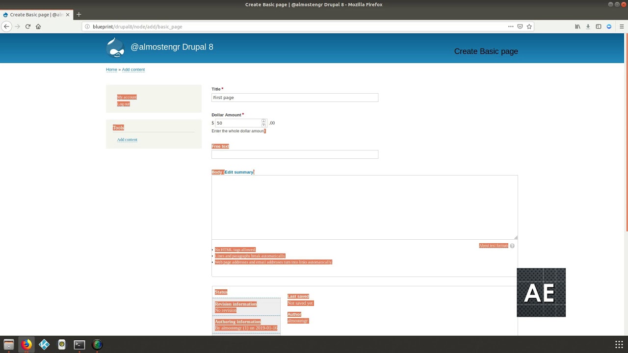 Drupal 8 // Content Types and Fields