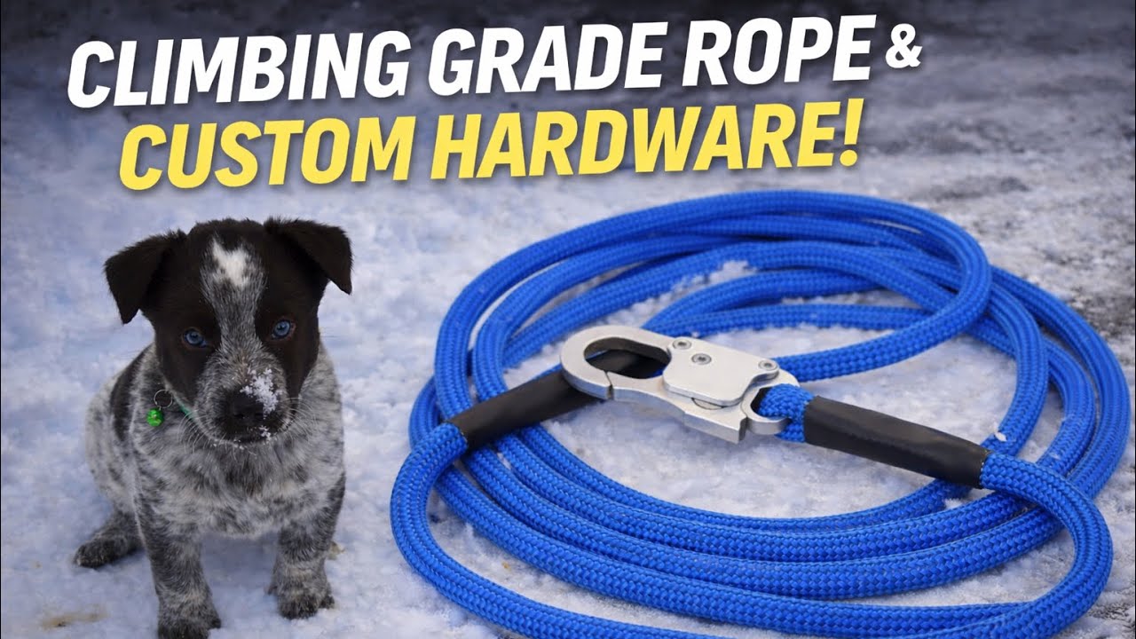 Creating a dog leash from climbing grade rope and custom hardware. 
