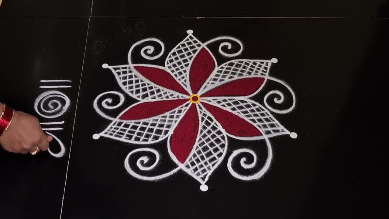 Friday special rangoli design 🌹 daily muggulu 🌹 simple side border rangoli design 