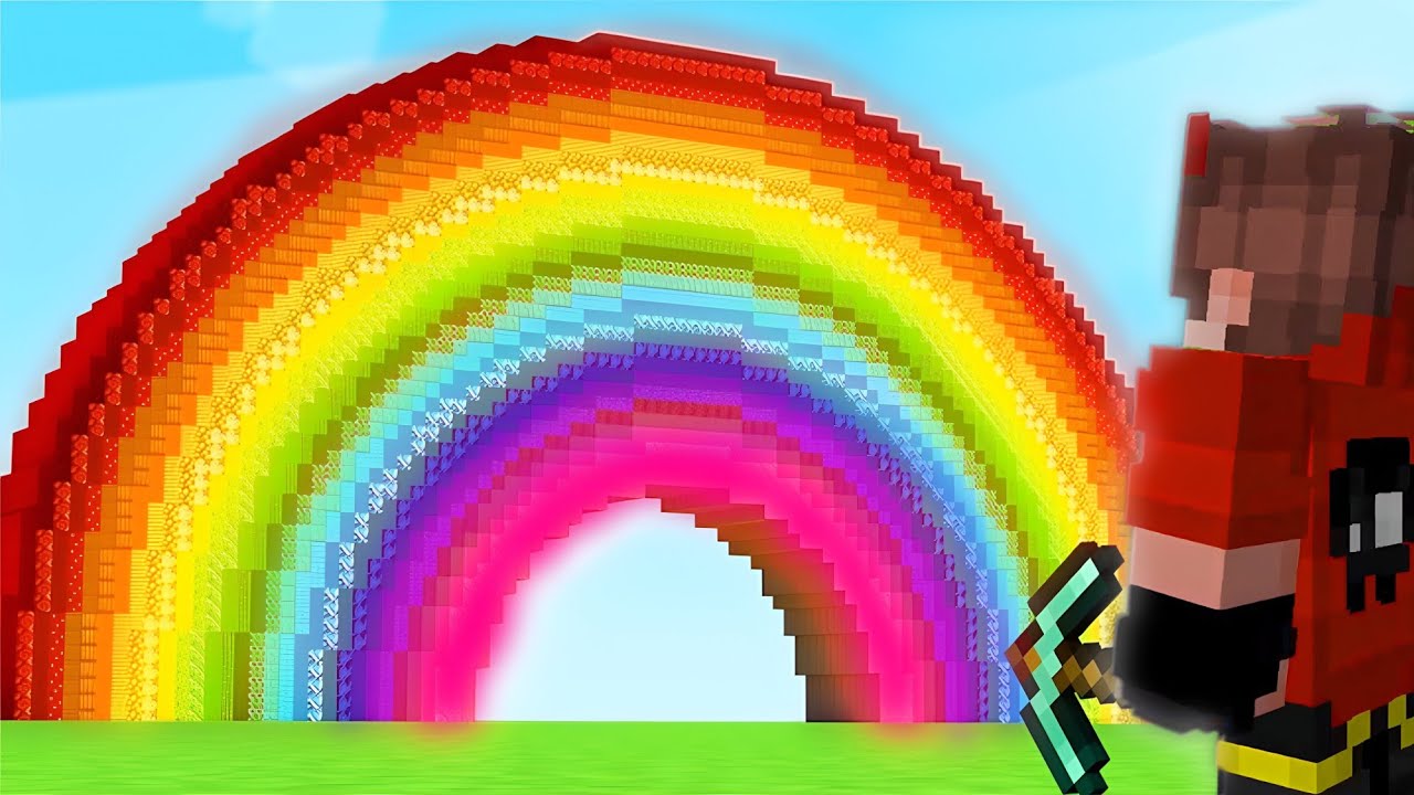 I BUILD THE WORLDS BIGGEST RAINBOW IN MINECRAFT SURVIVAL #53