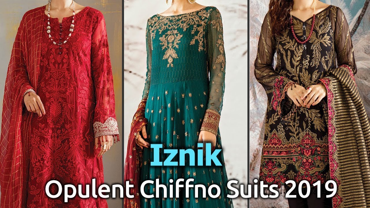 Latest Collection of IZNIK (OPULENT) Chiffon Designer Chiffon Dresses 2019 | Pakistani Chiffon Suits