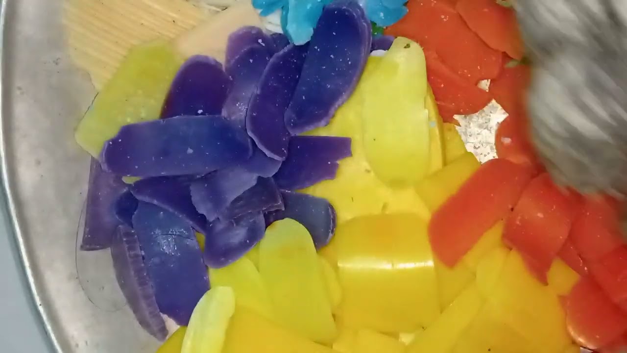Crushing dry, crispy colourful soaps 💙🩵💛🧡🤍💚❤️🤎💜🩷🥰🥰