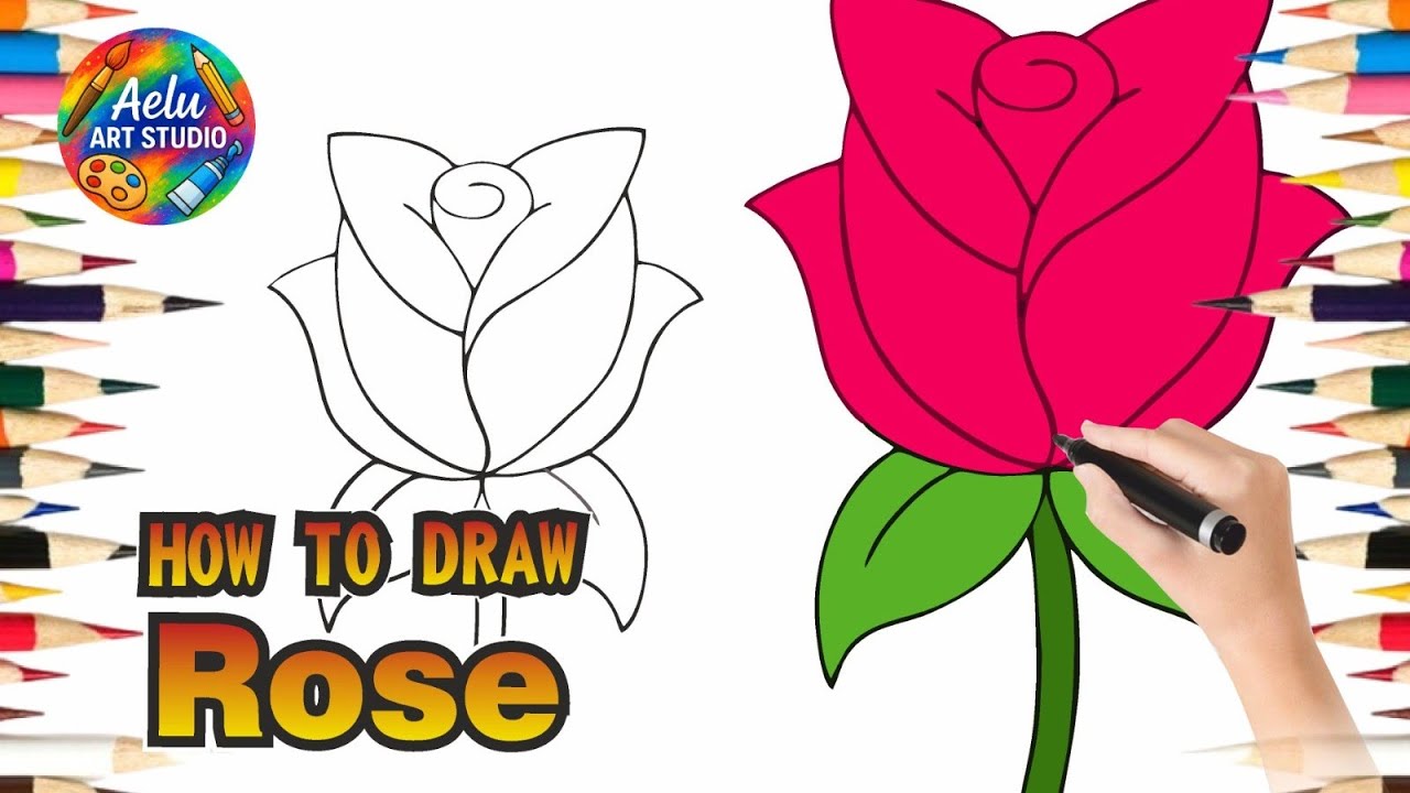 How to Draw a Rose 🌹 | Easy Rose Drawing Step by Step for Beginners 