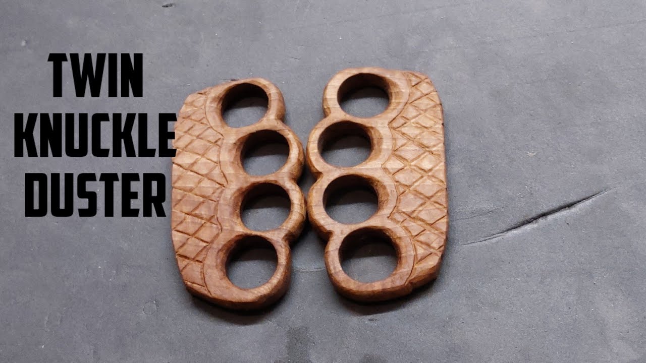 DIY Twin Knuckle Dusters from Walnut Wood Woodworking Project carving