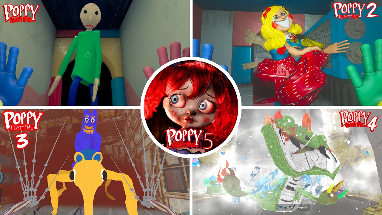 Poppy Playtime: Chapters 1, 2, 3, 4, 5 - All BOSSES and ENDINGS in BRIGHT Mode & Jumpscares #6