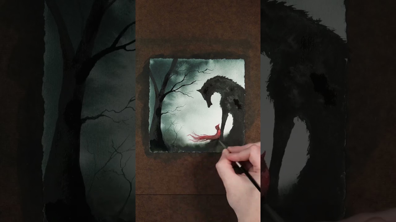 Painting a book cover for Little Red Riding Hood #watercolor #art