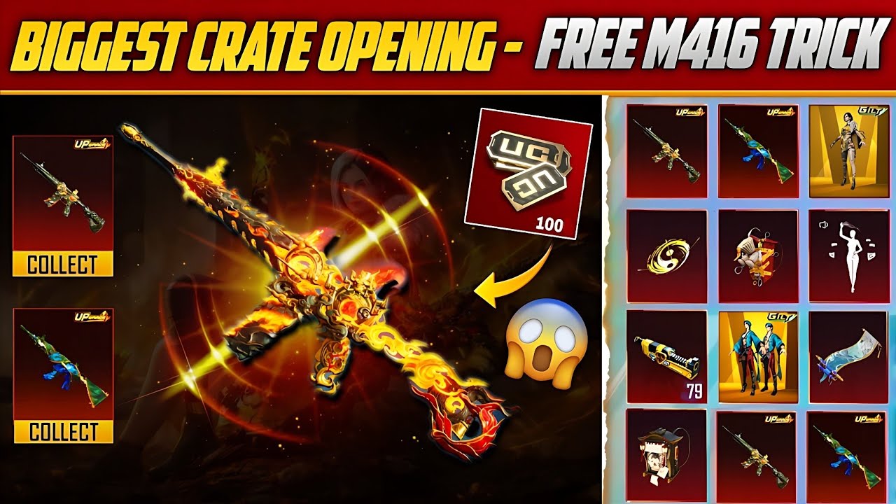 😱 New Upgraded M416 For 0 UC | Free UC Crate Opening Trick | 2 Upgraded M416 Luckiest Opening |PUBGM