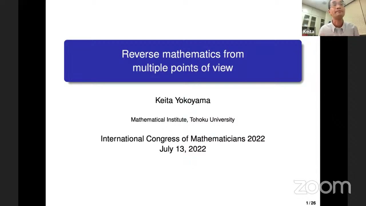 Keita Yokoyama: Reverse mathematics from multiple points of view