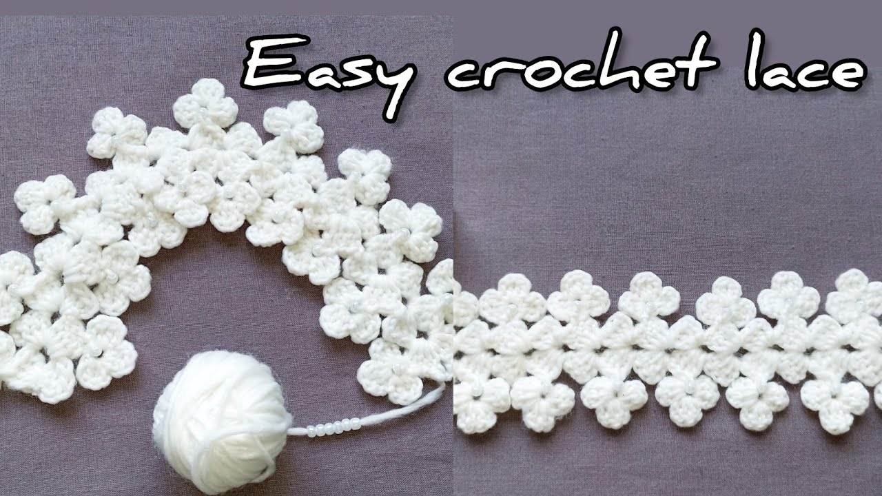 Crochet woolen lace design, easy pattern for beginners. Crochet woolen lace design, useful idea