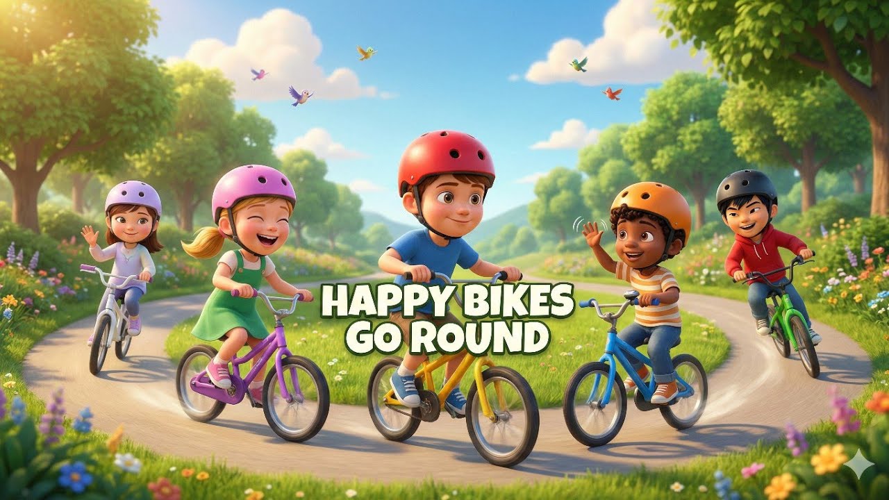 The Happy Bikes Go Round the Park  | Fun Kids Bike Song | Nursery Rhymes for Children