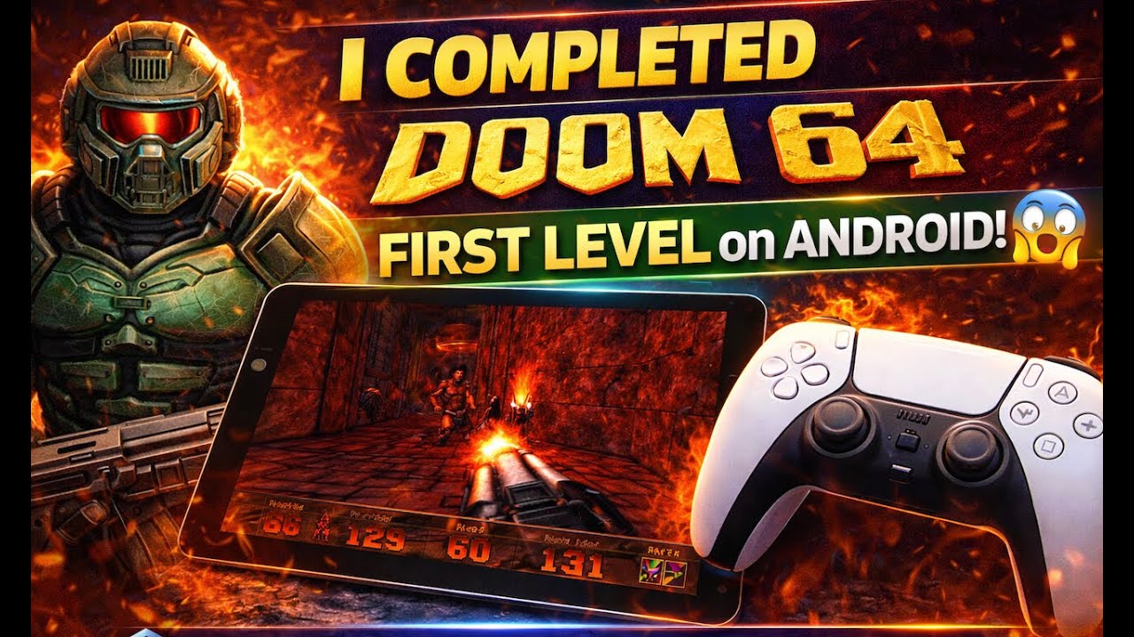 I COMPLETED the ENTIRE First Level of DOOM 64 on ANDROID 😱 (N64 Emulator + PS5 DualSense)