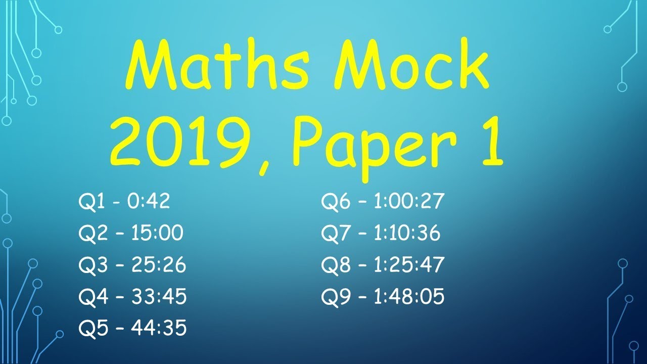 Leaving Cert Higher Level Maths Mock 2019 Paper 1 (DEB)
