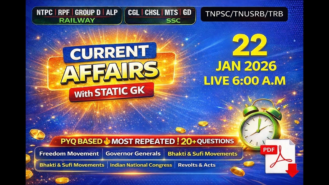 🔥| 22  JAN 2026 |  DAILY CURRENT AFFAIRS LIVE  TAMIL | ENGLISH  |  We Shine Academy#currentaffairs