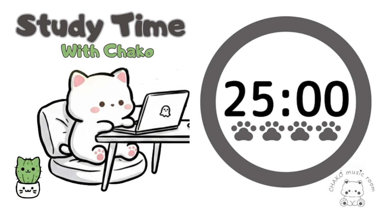 Study with Chako | 2 Hours Pomodoro (25mins. focus &5mins.break ×4) | Lofi | No Vocals | Rainy Day