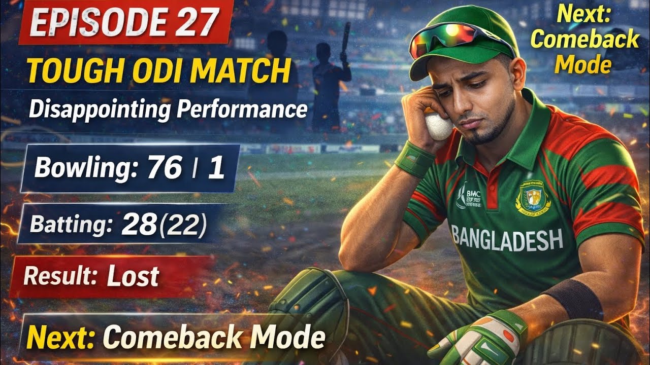 Episode 27 — Tough ODI Match & Disappointing Performance! #cricket #gaming #sports 