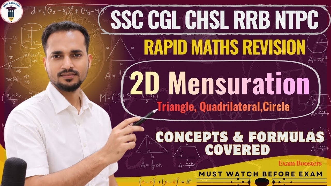 2D Mensuration Rapid Revision | Triangle Quadrilateral Circle | For SSC Exams | Exam Boosters