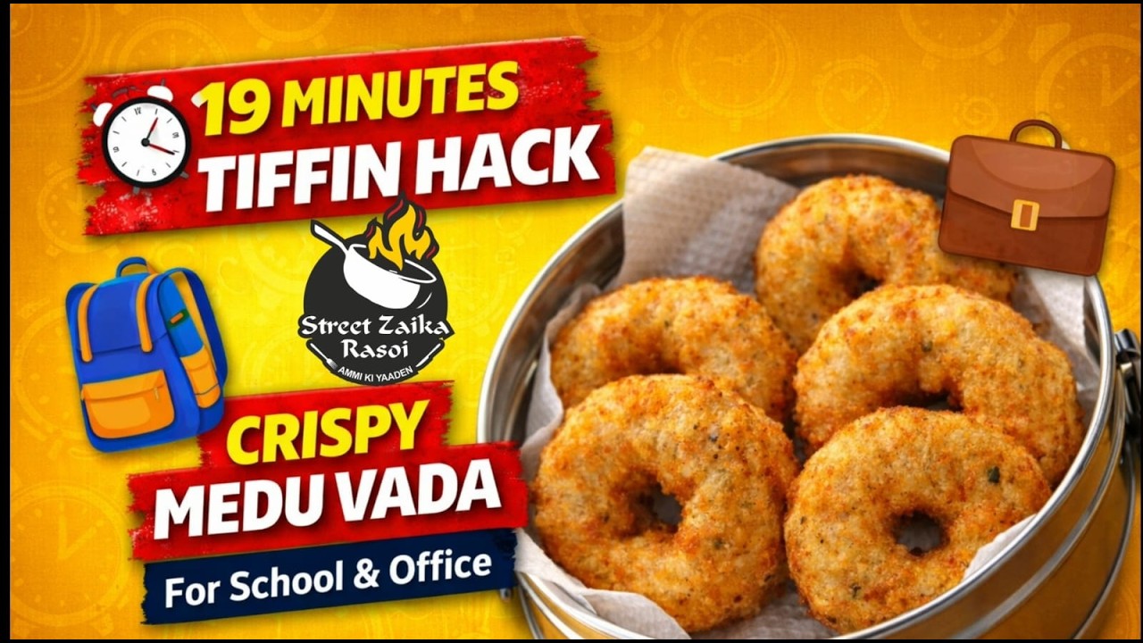 Sirf 19 Minutes⏰| Crispy Medu Vada Tiffin Hack | वडा तेलात सोडण्याची सर्वात सोपी पद्धत