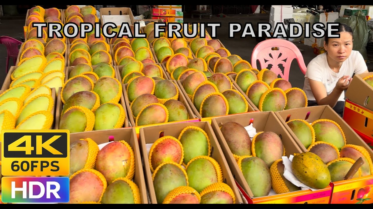 Walking Inside a Huge Fruit Wholesale Market in China, Huge Durians, $0.1 Mangoes | 4K 60FPS HDR