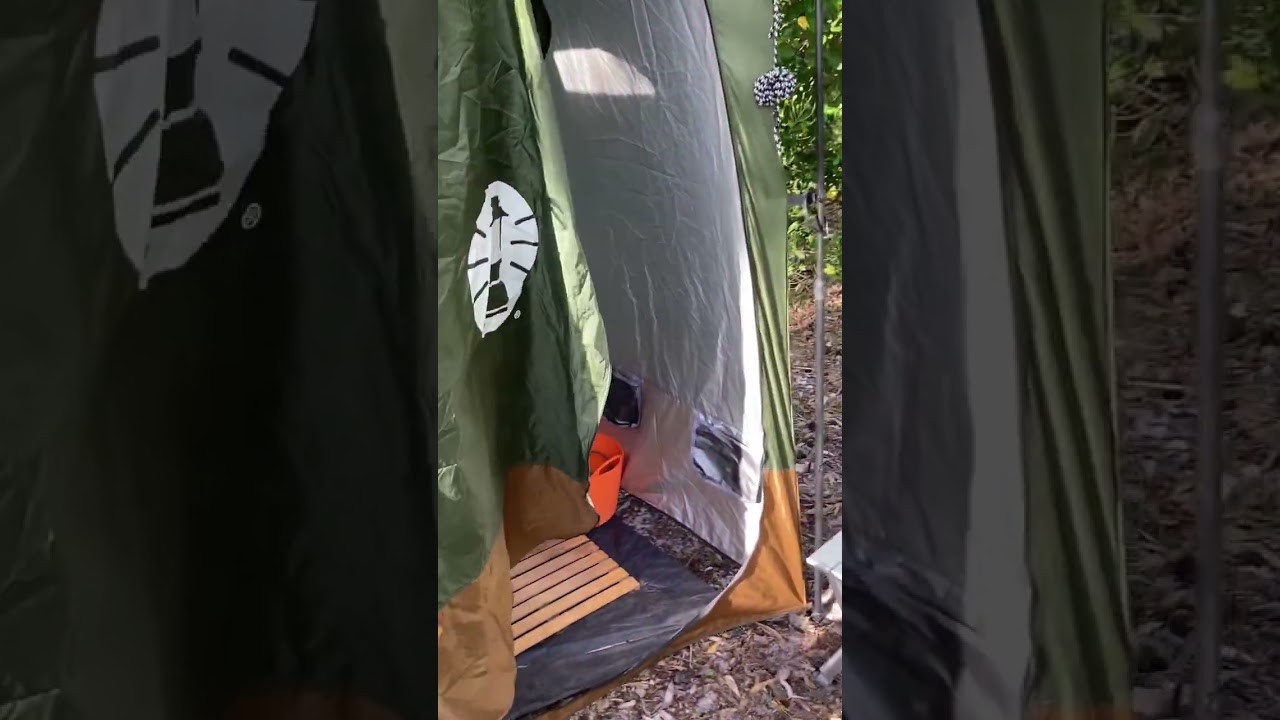 Off grid, camping set up at site 3, Ocean Beach Camping, Bribie Island. 