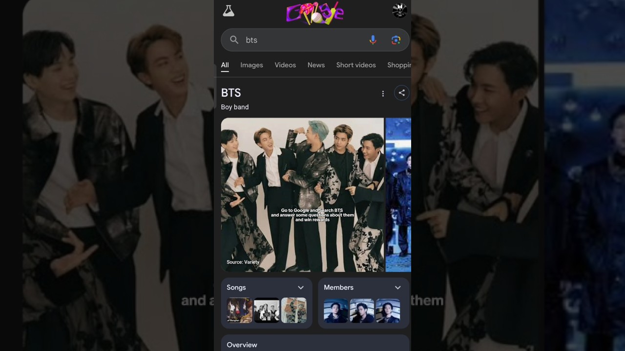 Go to Google and Search BTS and play a fun q&a game 💜✨