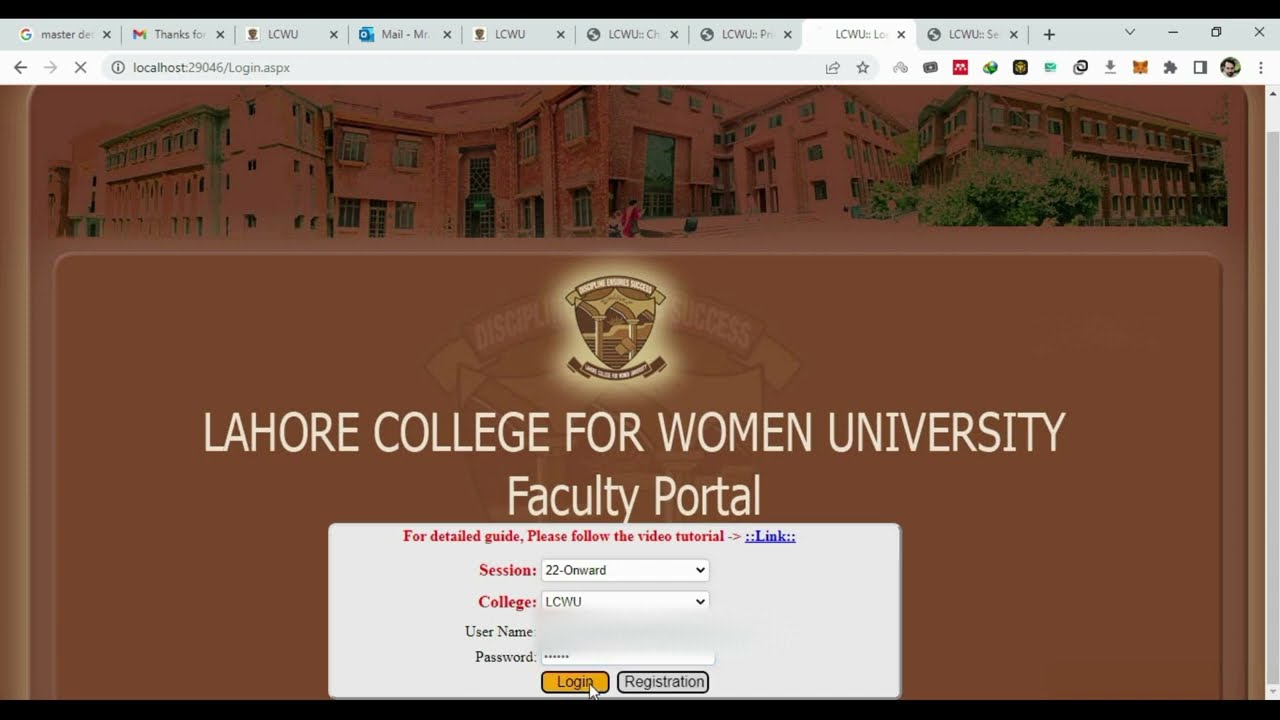 Tutorial to use Faculty Portal 2022 of Lahore College for Women University (LCWU)
