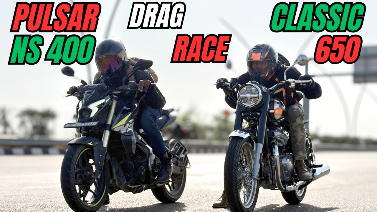 RE Classic 650 vs Pulsar NS400Z Drag Race