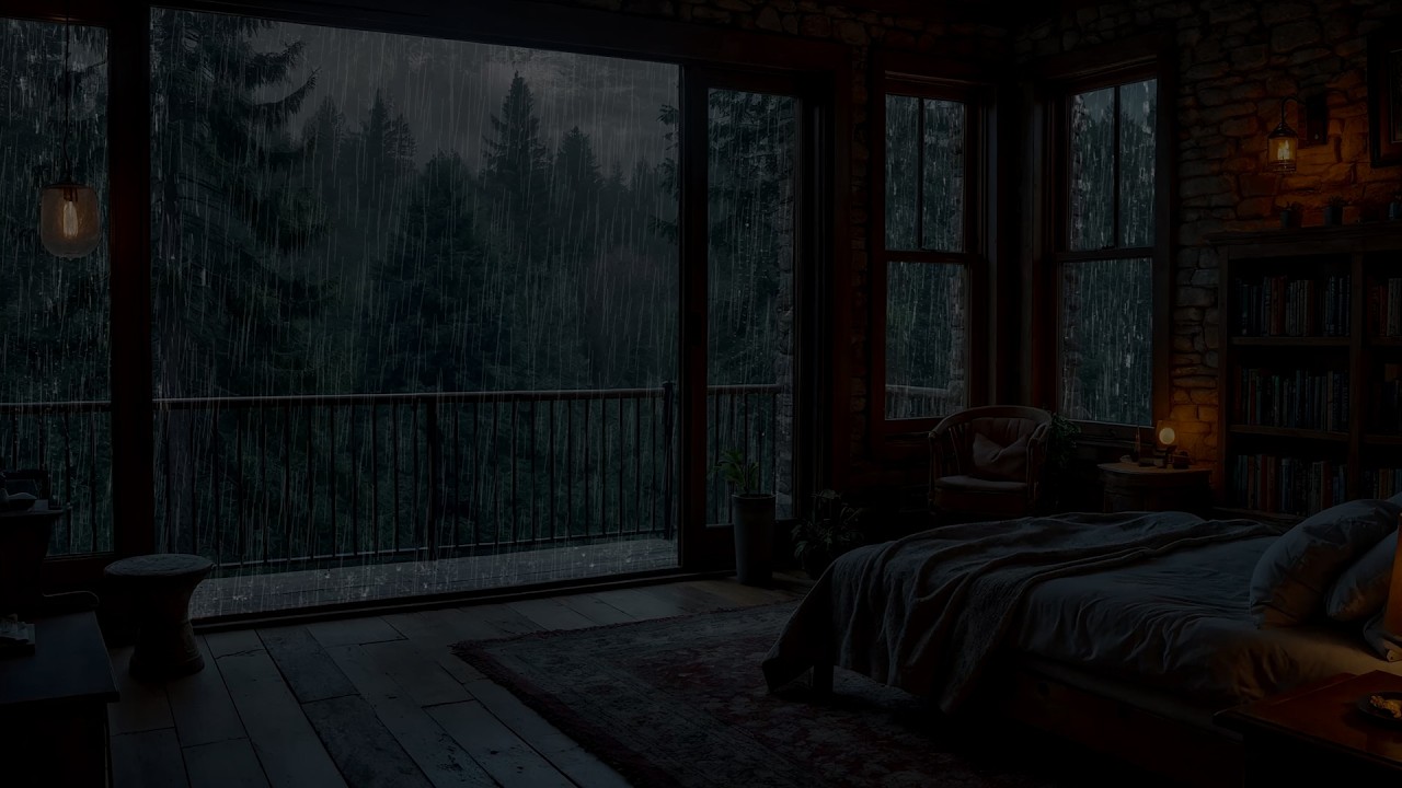 Rain Sounds for Sleeping | Heavy Rain on Dark Window | Relaxing Rain Sounds for Calm Night
