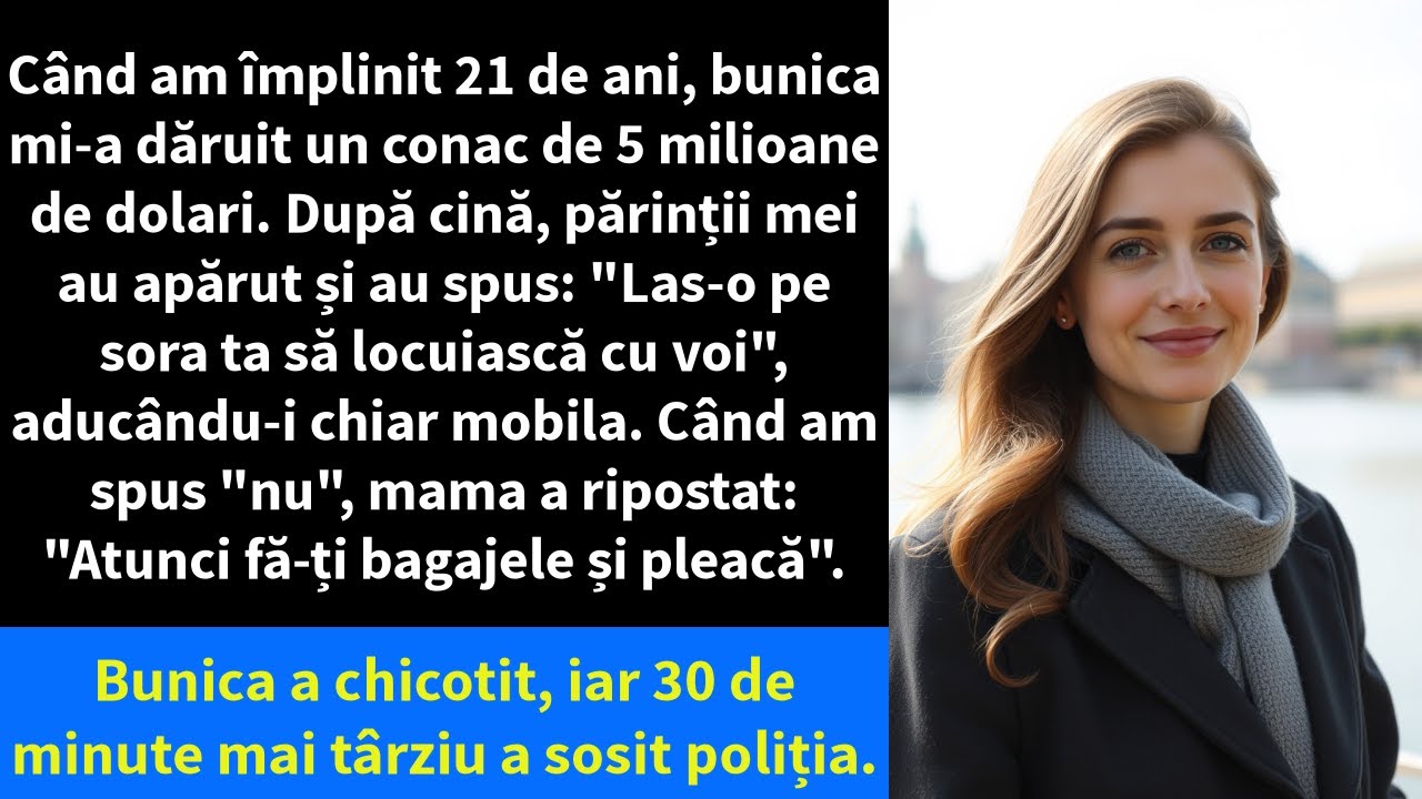 Când am împlinit 21 de ani, bunica mi-a dăruit un conac de 5 milioane de dolari. După cină,