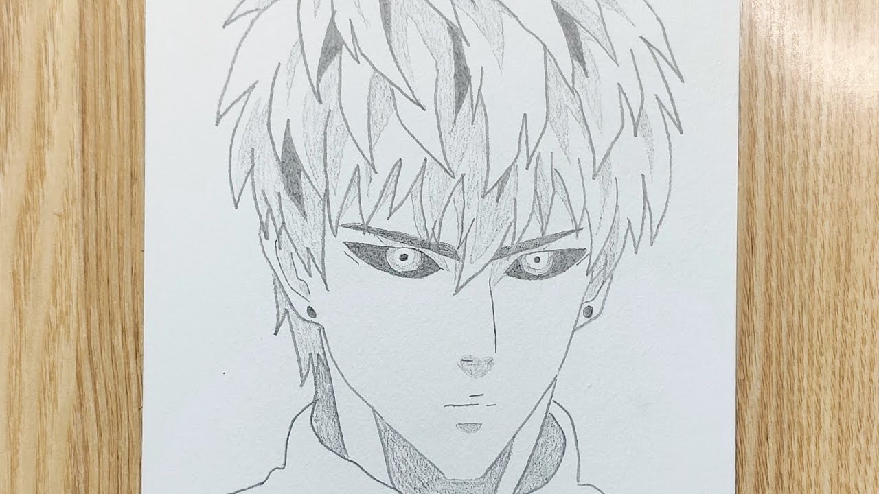 Cara menggambar Genos langkah demi langkah || menggambar anime mudah