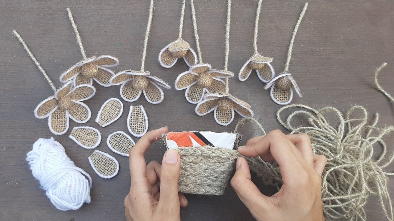 Best Jute Burlap Craft Flower With Vase || Jute Burlap Decoration Design